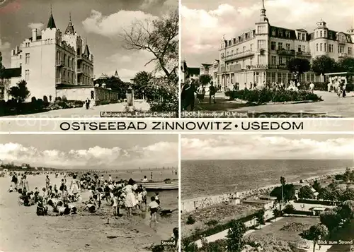 AK / Ansichtskarte Zinnowitz Ostseebad Erholungsheim Klement Gottwald FDGB Feriendienst IG Wismut Strand