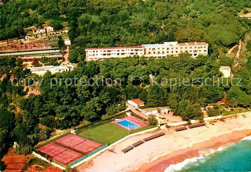 AK / Ansichtskarte Lloret de Mar Hotel Santa Marta Tennisplatz Strand Fliegeraufnahme Kat. Costa Brava Spanien