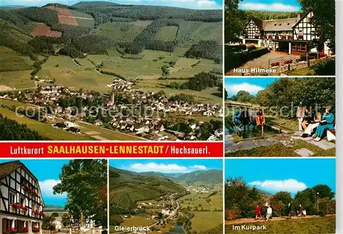 AK / Ansichtskarte Saalhausen Sauerland Fliegeraufnahme Haus Hileke Kurpark Gleierbrueck Kat. Lennestadt