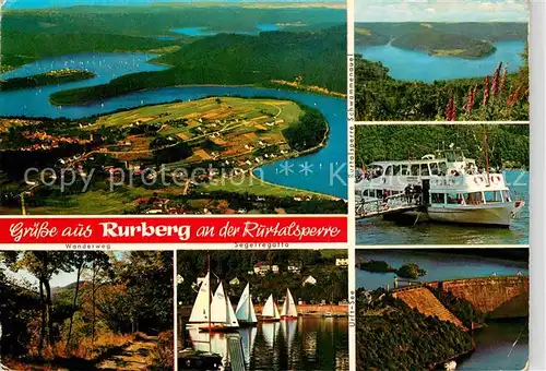 AK / Ansichtskarte Rurberg Fliegeraufnahme Personenschiff Dueren Segelboote Talsperre Kat. Simmerath