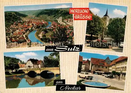 AK / Ansichtskarte Sulz Neckar Panorama Brunnen Bruecke  Kat. Sulz am Neckar