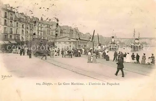 AK / Ansichtskarte Dieppe Seine Maritime La Gare Maritime L arrivee du Paquebot Kat. Dieppe