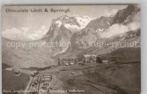 AK / Ansichtskarte Jungfraubahn Kleine Scheidegg Wetterhorn Chocolats Lindt & Spruengli Kat. Jungfrau