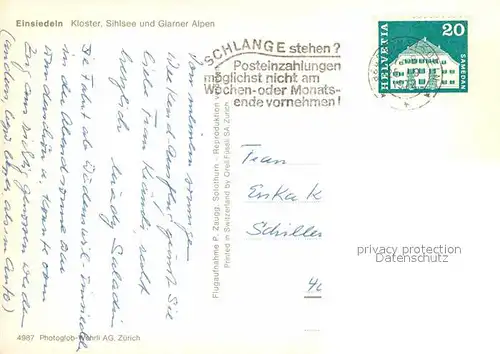 AK / Ansichtskarte Einsiedeln SZ Fliegeraufnahme Kloster  Kat. Einsiedeln
