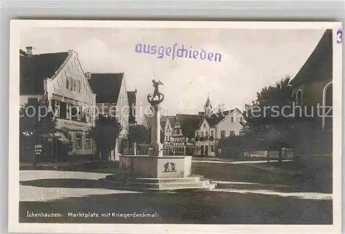 AK / Ansichtskarte Ichenhausen Marktplatz Kriegerdenkmal Brunnen Kat. Ichenhausen