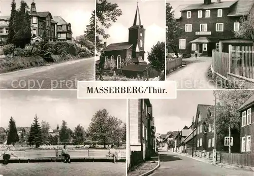 AK / Ansichtskarte Masserberg Hotel Kurhaus Kirche Erholungsheim Schoene Aussicht Kurpark Ernst Thaelmann Strasse Kat. Masserberg