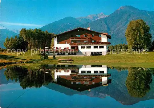 AK / Ansichtskarte Natz Brixen Suedtirol Pension Cafe Seehof Wasserspiegelung Alpen