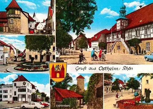 AK / Ansichtskarte Ostheim Rhoen Brunnen Stadtturm Lichtenburg Rathaus Kat. Ostheim v.d.Rhoen