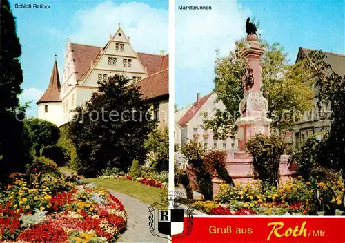 AK / Ansichtskarte Roth Herrieden Schloss Ratibor Marktbrunnen Kat. Herrieden