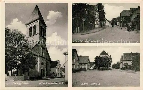 AK / Ansichtskarte oetigheim Kirche Schulhaus Kronenstrasse Kat. oetigheim