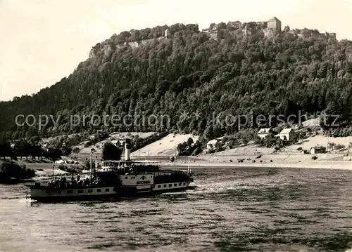 AK / Ansichtskarte Dampfer Seitenrad Bad Schandau Festung Koenigstein  Kat. Schiffe