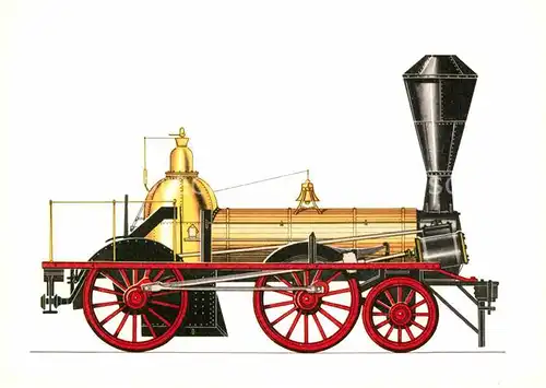 AK / Ansichtskarte Lokomotive Neckar 1845 Zeichnung Swoboda  Kat. Eisenbahn