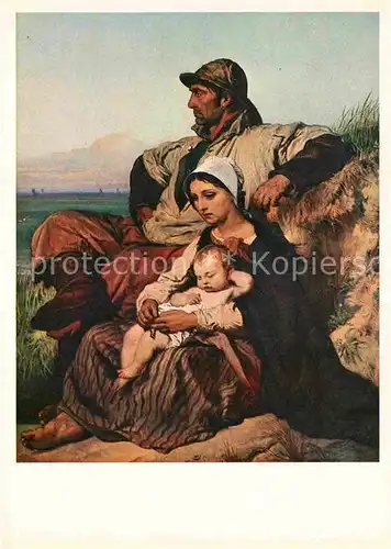 AK / Ansichtskarte Kuenstlerkarte Alte Kuenstler Louis Gallait Family of a Fisherman 1848 Kat. Kuenstlerkarte