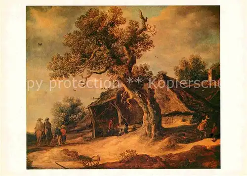 AK / Ansichtskarte Kuenstlerkarte Alte Kuenstler Jan van Goyen Landscape with an Oak 1634 Kat. Kuenstlerkarte