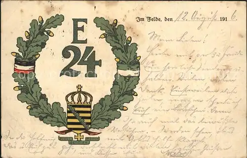 AK / Ansichtskarte Regiment IR 024 Infanterie Regimentkarte WK1