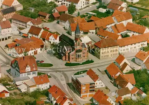 AK / Ansichtskarte Nattheim Ev Martinskirche mit Rathaus und Schule Fliegeraufnahme Kat. Nattheim