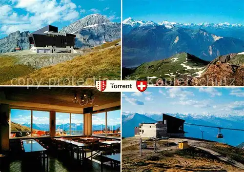 AK / Ansichtskarte Leukerbad Tourengebiet Torrent Bergstation Panorama Restaurant Rinderhuette Torrenthorn Luftseilbahn Fernsicht Alpen Kat. Loeche les Bains
