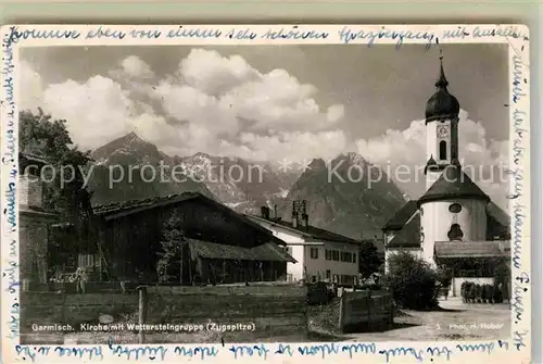 AK / Ansichtskarte Garmisch Partenkirchen Kirche Wettersteingruppe Kat. Garmisch Partenkirchen