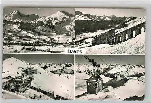 AK / Ansichtskarte Davos GR Viadukt Seilbahn Bergrestaurant Winter Kat. Davos