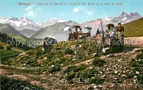 AK / Ansichtskarte Bretaye Vue sur le Glacier du Trient le Mt Blanc et la Dent du Midi Kat. Bretaye