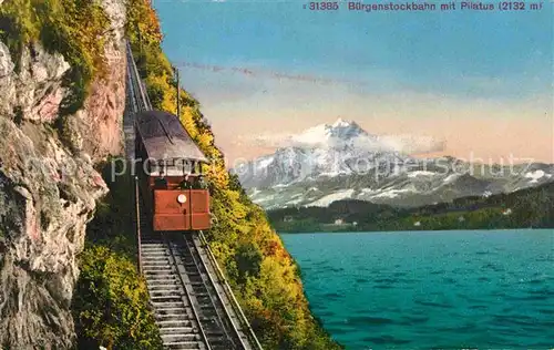 AK / Ansichtskarte Buergenstock Vierwaldstaettersee Buergenstockbahn mit Pilatus Kat. Buergenstock