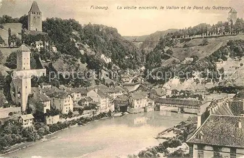 AK / Ansichtskarte Fribourg FR La vieille enceinte le Vallon et le Pont du Goutteront Kat. Fribourg FR