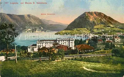 AK / Ansichtskarte Lugano TI mit Monte San Salvatore und Monte Generoso Kat. Lugano