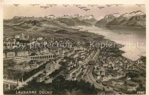 AK / Ansichtskarte Lausanne Ouchy Vue aerienne avec Lac Leman Kat. Lausanne