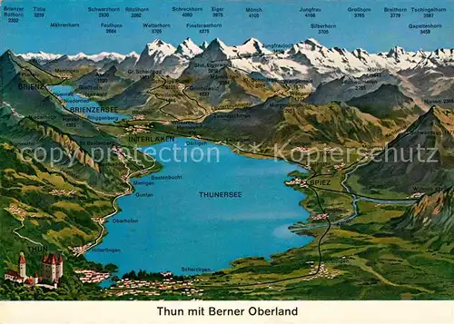 AK / Ansichtskarte Thun BE Thunersee Berner Oberland Alpenpanorama aus der Vogelperspektive Kat. Thun