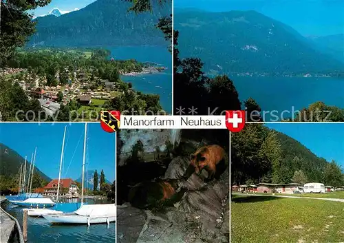 AK / Ansichtskarte Interlaken BE Unterseen Manorfarm Neuhaus Campingplatz Seglerhafen Thunersee Alpen Kat. Interlaken