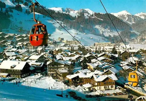 AK / Ansichtskarte Zweisimmen Gondelbahn Rinderberg Alpenpanorama Kat. Zweisimmen