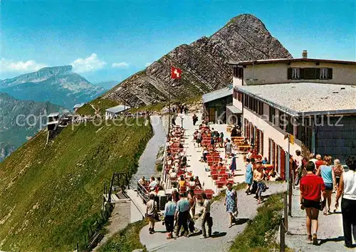 AK / Ansichtskarte Rothorn Kulm Hotel Brienz mit Hohgant im Hintergrund Sonnenterrasse Alpen Kat. Rothorn Kulm