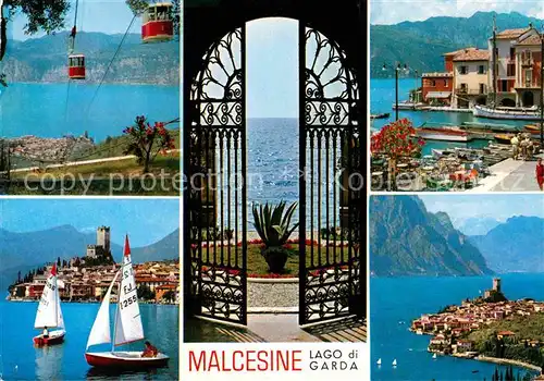 AK / Ansichtskarte Malcesine Lago di Garda Bergbahn Segeln Hafen Panorama Gardasee Alpen Kat. Malcesine