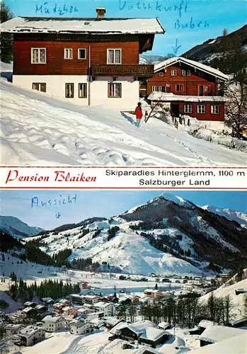 AK / Ansichtskarte Hinterglemm Saalbach Pension Blaiken Skiparadies Wintersportplatz Alpen