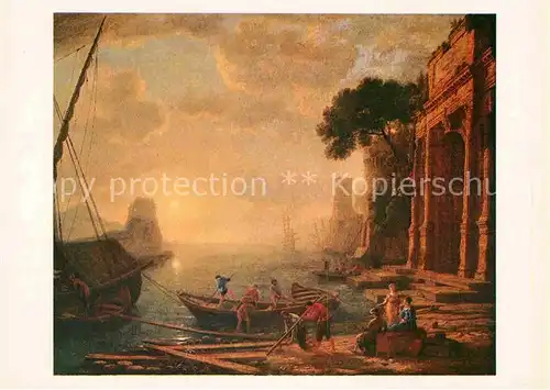 AK / Ansichtskarte Kuenstlerkarte Alte Kuenstler Claude Gellee Morning in a Harbour 1649 Kat. Kuenstlerkarte