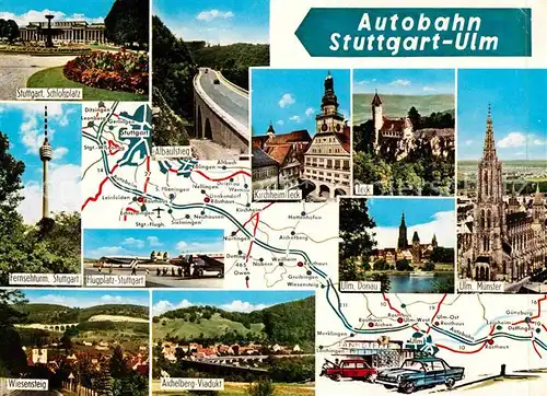 AK / Ansichtskarte Autobahn Stuttgart Ulm Autobahn Rasthaus Leipheim  Kat. Autos