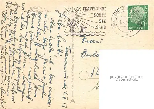 AK / Ansichtskarte Schiffe Ships Navires Hamburg Kaiser Wilhelm Hafen 