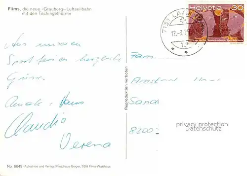 AK / Ansichtskarte Seilbahn Grauberg Tschingelhoerner Flims Skifahren  Kat. Bahnen