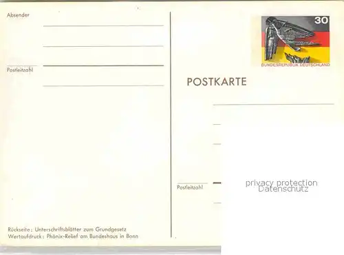 AK / Ansichtskarte Politik 25 Jahre Bundesrepublik Deutschland Unterschriftsblaetter Grundgesetz Kat. Politik