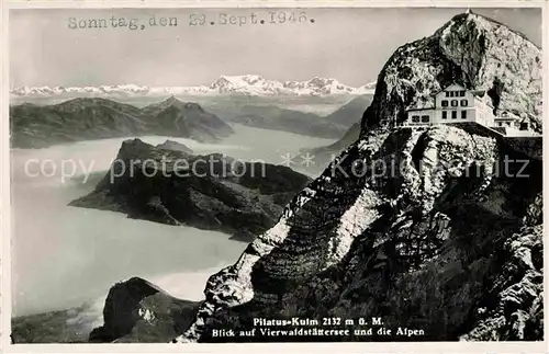 AK / Ansichtskarte Pilatus Kulm mit Vierwaldstaettersee und den Alpen Kat. Pilatus Kulm