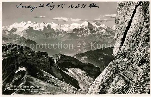 AK / Ansichtskarte Pilatus Kulm Tomlishornweg mit Berner Alpen Kat. Pilatus Kulm
