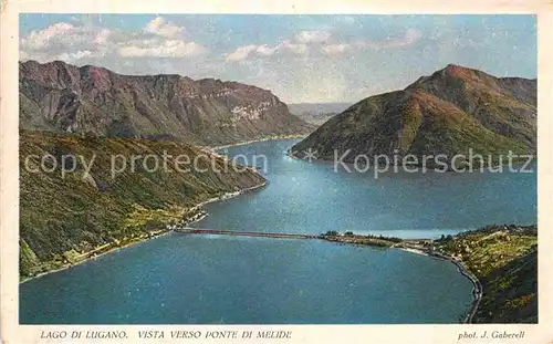 AK / Ansichtskarte Foto Gaberell J. Nr. 5707 Lago di Lugano Ponte di Melide  Kat. Fotografie
