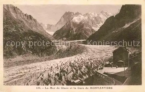 AK / Ansichtskarte Gletscher Mer de Glace Gare de Montanvers  Kat. Berge