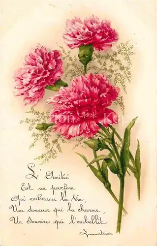 AK / Ansichtskarte Blumen Nelken Gedicht Litho Kat. Pflanzen