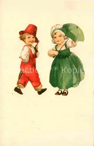 AK / Ansichtskarte Kinder Child Enfants Trachten Pfeife Hut Regenschirm  Kat. Kinder