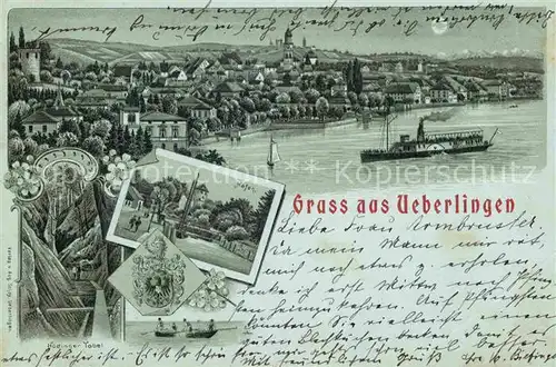 AK / Ansichtskarte ueberlingen Bodensee Hafen Hoedinger Tobel Dampfer  Kat. ueberlingen