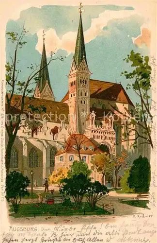 AK / Ansichtskarte Augsburg Dom Kuenstlerkarte P. Kraemer  Kat. Augsburg