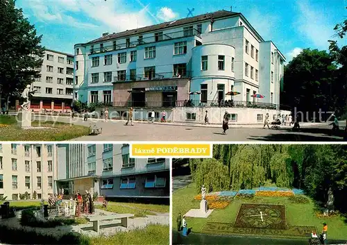 AK / Ansichtskarte Podebrady Kurhaus Libensky Sanatorium Blumenuhr Kat. Bad Podiebrad