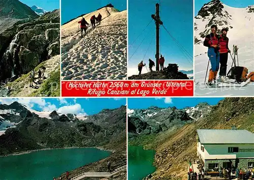 AK / Ansichtskarte Ultental Hoechster Huette am Gruensee Gipfelkreuz Rifugio Canziani al Lago Verde Kat. Italien