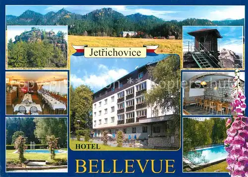 AK / Ansichtskarte Jetrichovice Hotel Bellevue Restaurant Swimming Pool Felsen Berge Frauenschuh Kat. Dittersbach